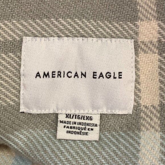 American Eagle Outfitters Plaid Button Down Shirt - Gray and Blue - Picture 6 of 12